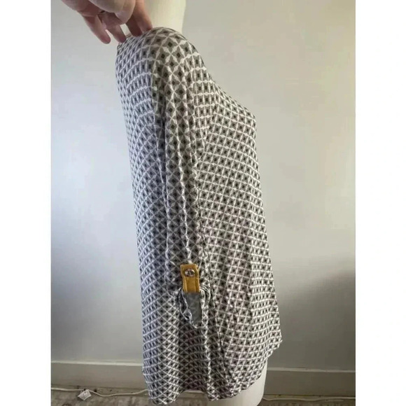 Women's Matilda Jane Grey and Yellow Geometric Print 3/4 Sleeve Top Small 0306 - Picture 4 of 10